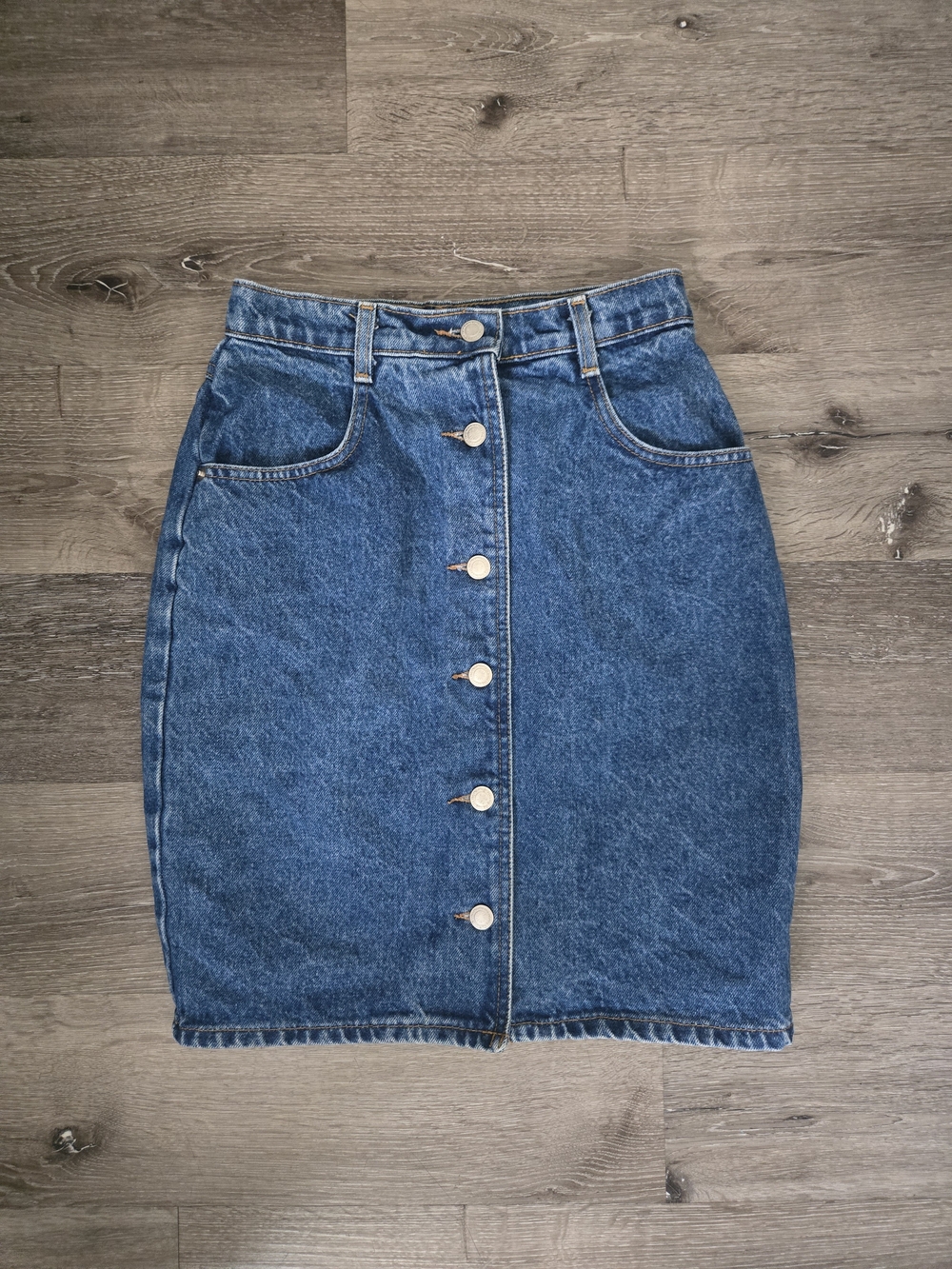 American Vintage Blue Button-Front Denim Pencil Skirt